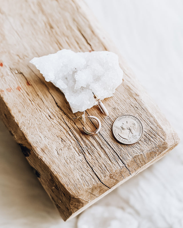 Enamel Mini Hoop Earrings [gold/tan]