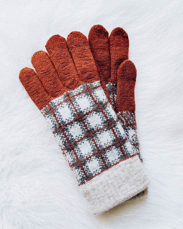 Plaid Touchscreen Gloves [caramel]