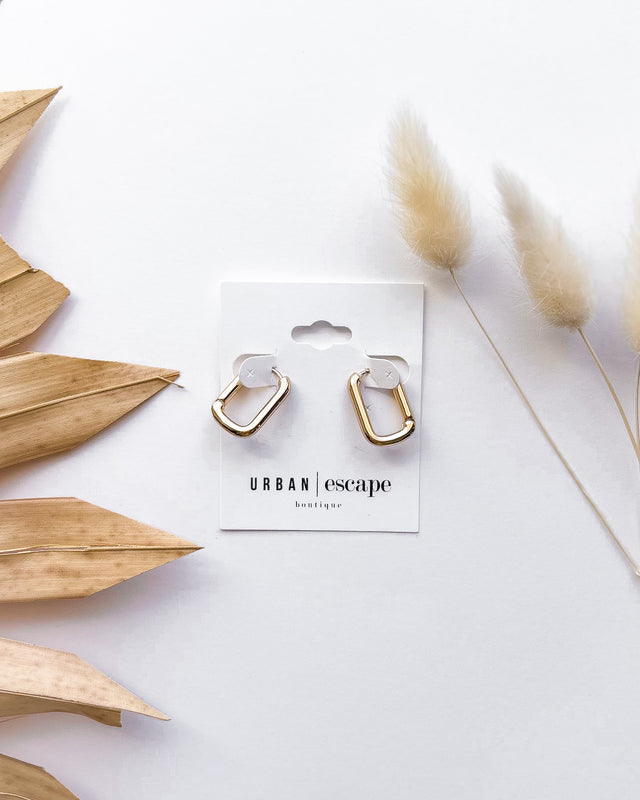 Rounded Rectangle Hinged Hoop Earring [gold]
