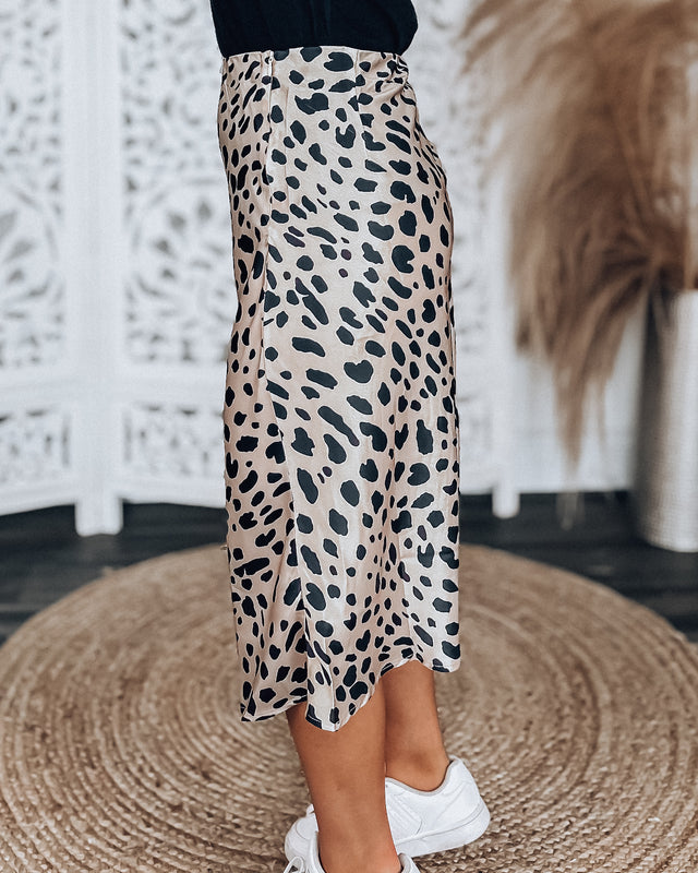 Leopard satin skirt hot sale