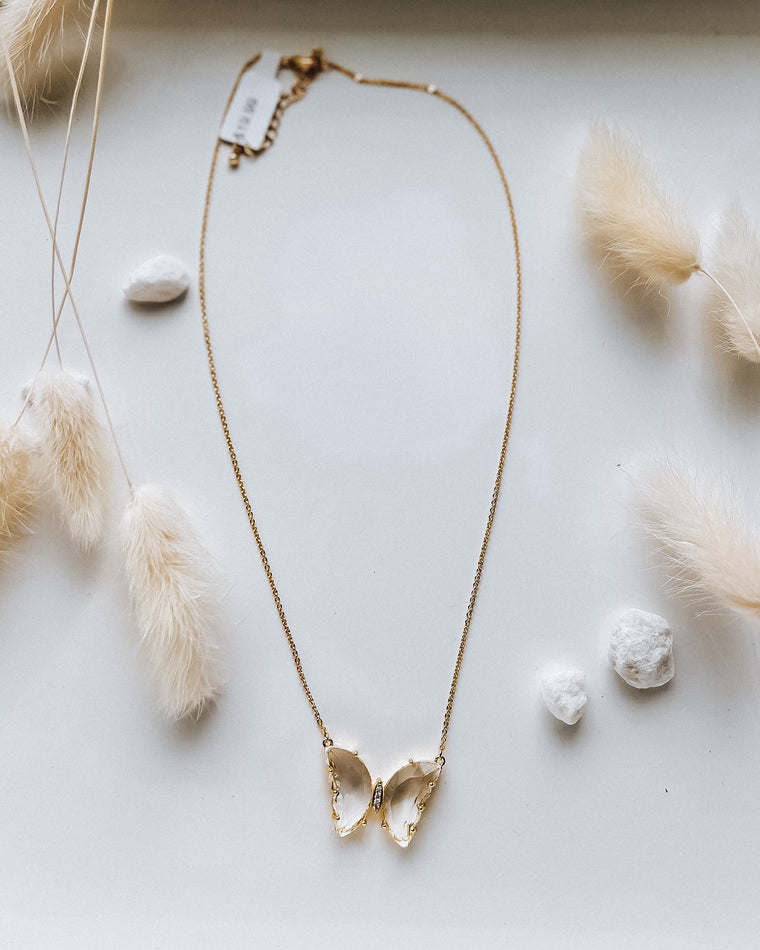 Crystal Butterfly Necklace [gold]