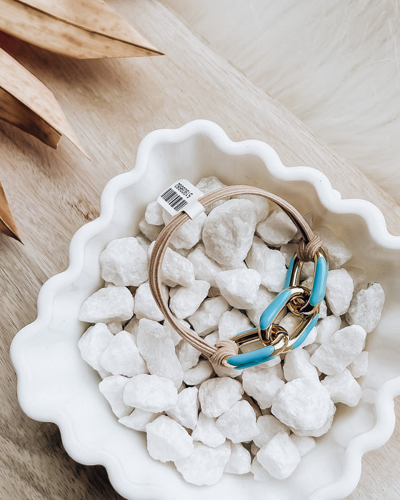 Enamel Bracelet/Hair Tie [gold/blue]