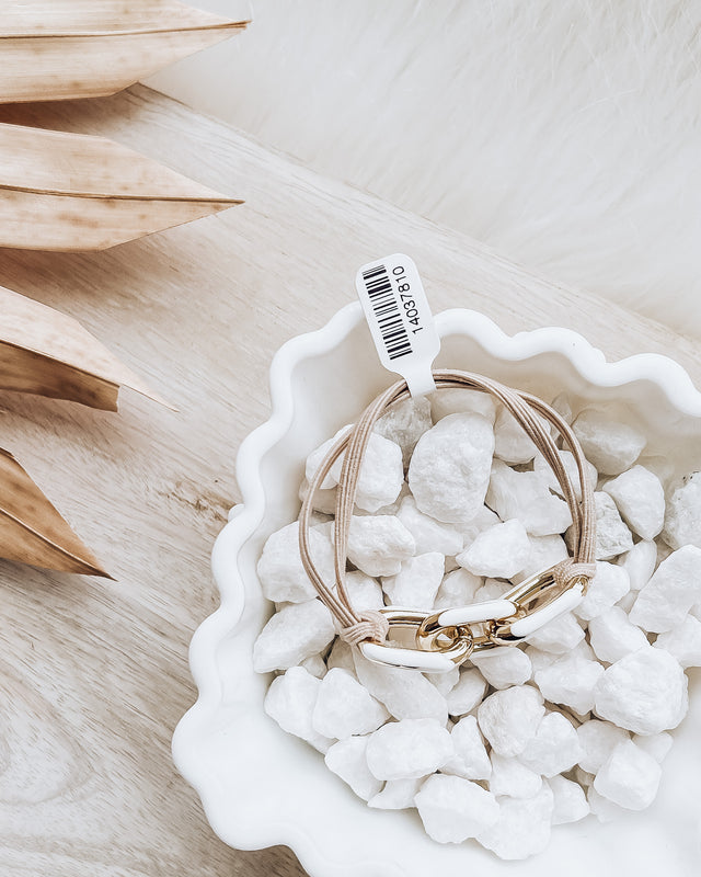 Enamel Bracelet/Hair Tie [white/gold]