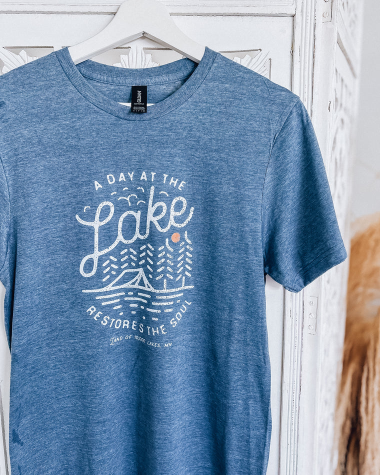 A Day At The Lake Unisex Teeshirt [heather blue]