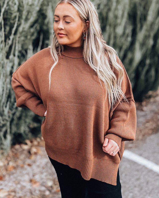 Side Slit Sweater [deep camel]