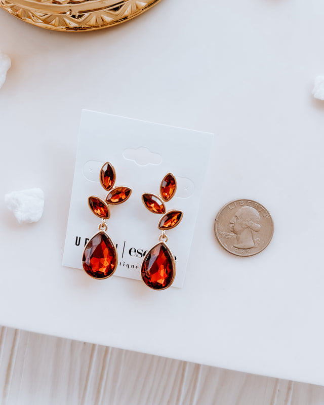 teardrop cut waterfall earrings [amber/gold]