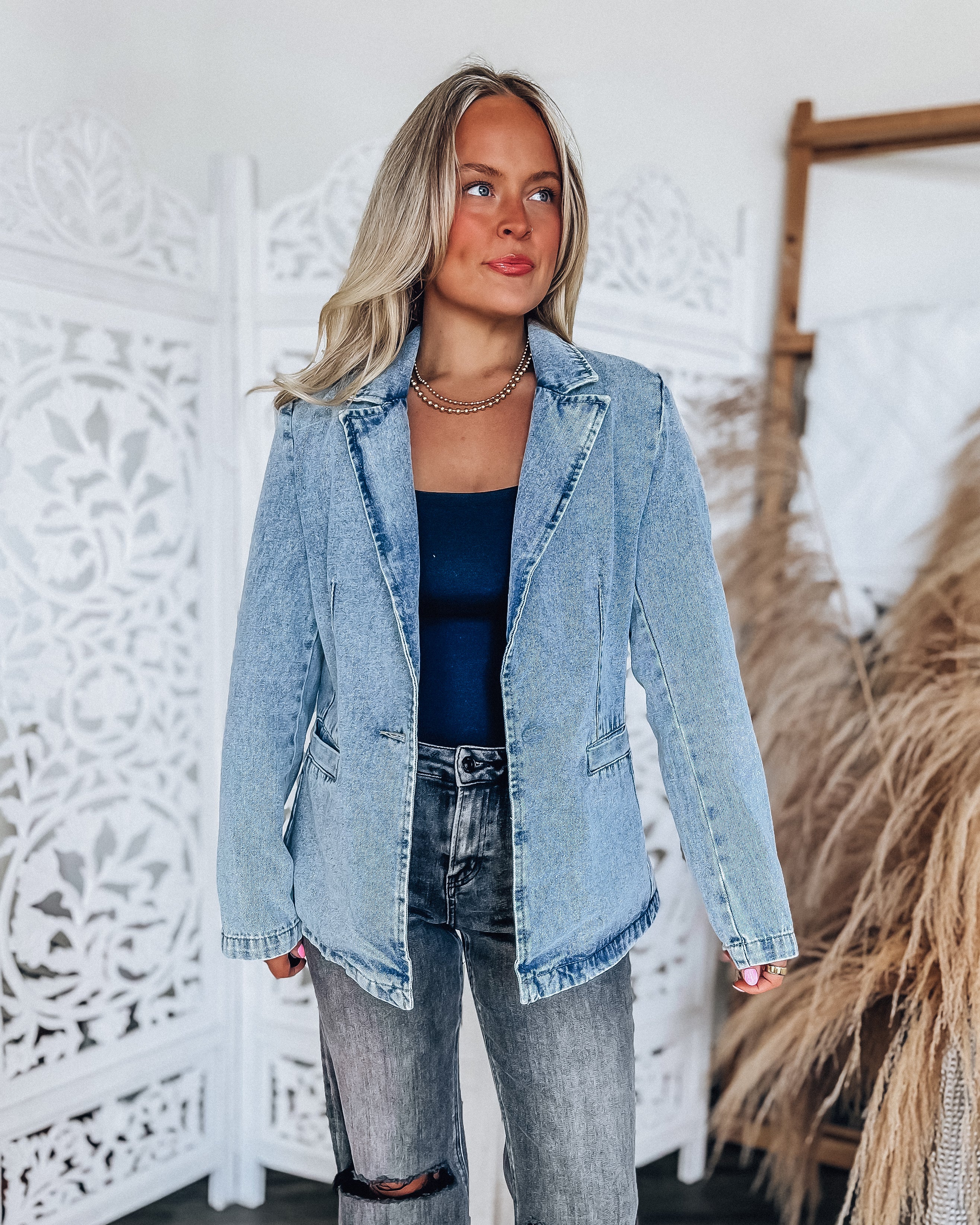 Paisley Denim Blazer [light wash]