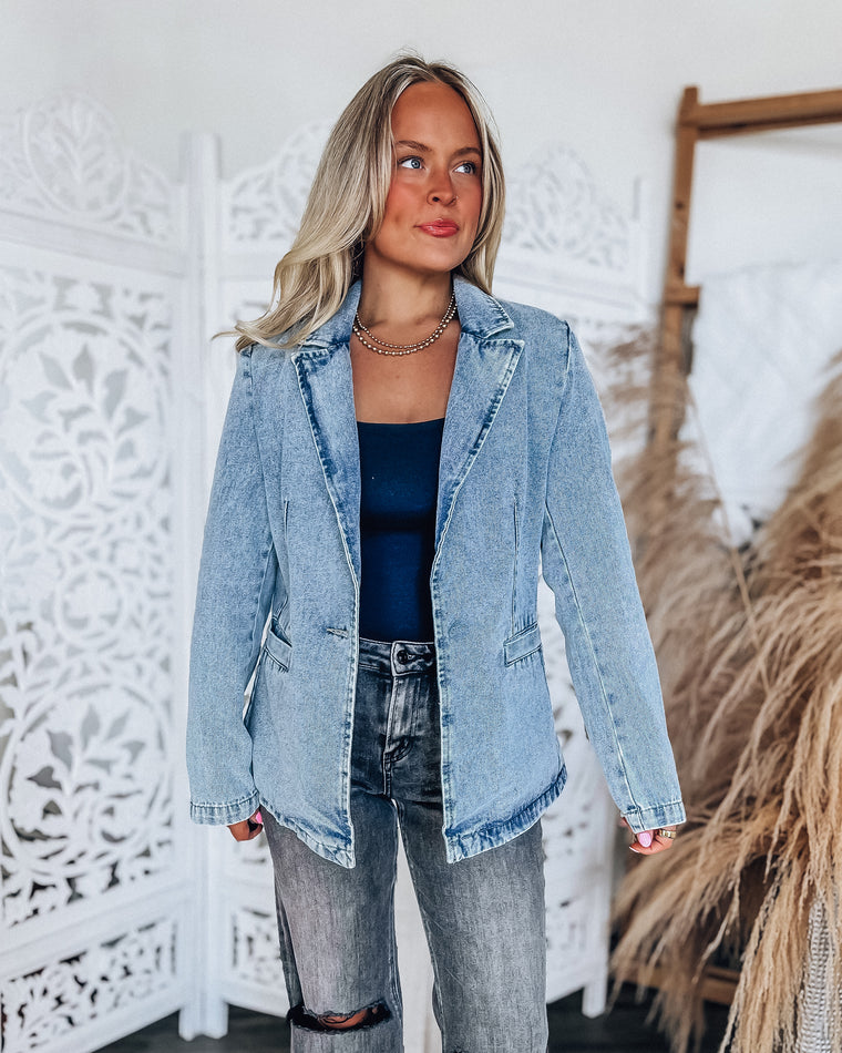 Paisley Denim Blazer [light wash]