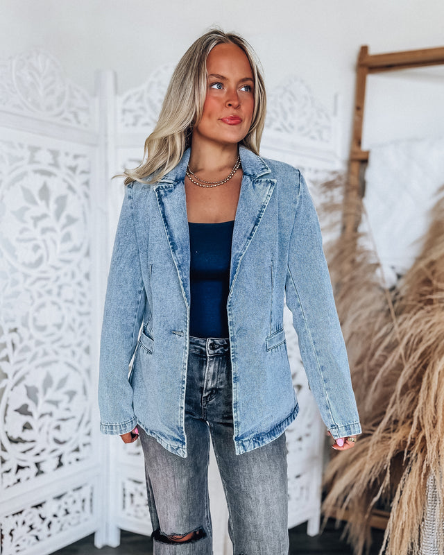 Paisley Denim Blazer [light wash]