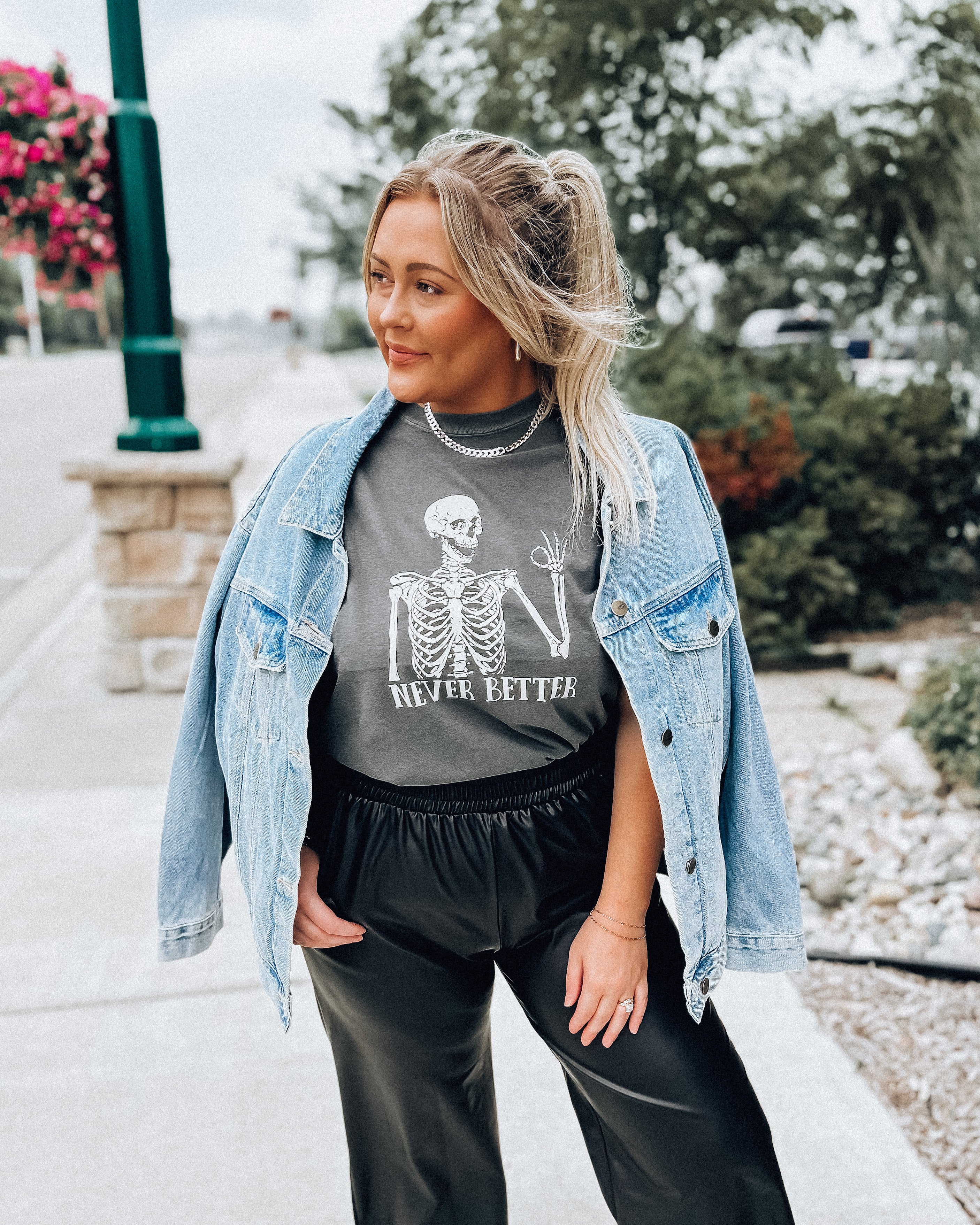 Never Better Skeleton Tee [washed blk/cream]