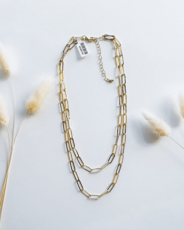 Double Strand Gold Chain Link Necklace