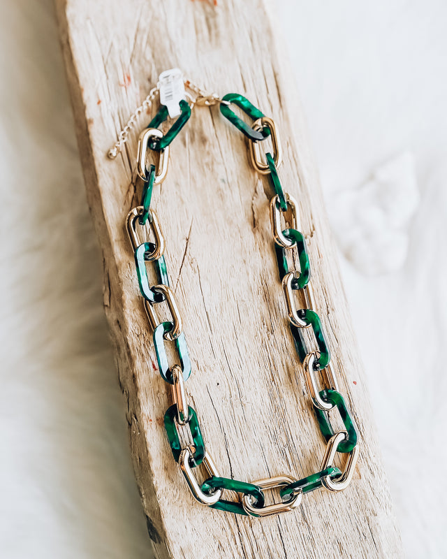 Emerald Green and Gold Necklace