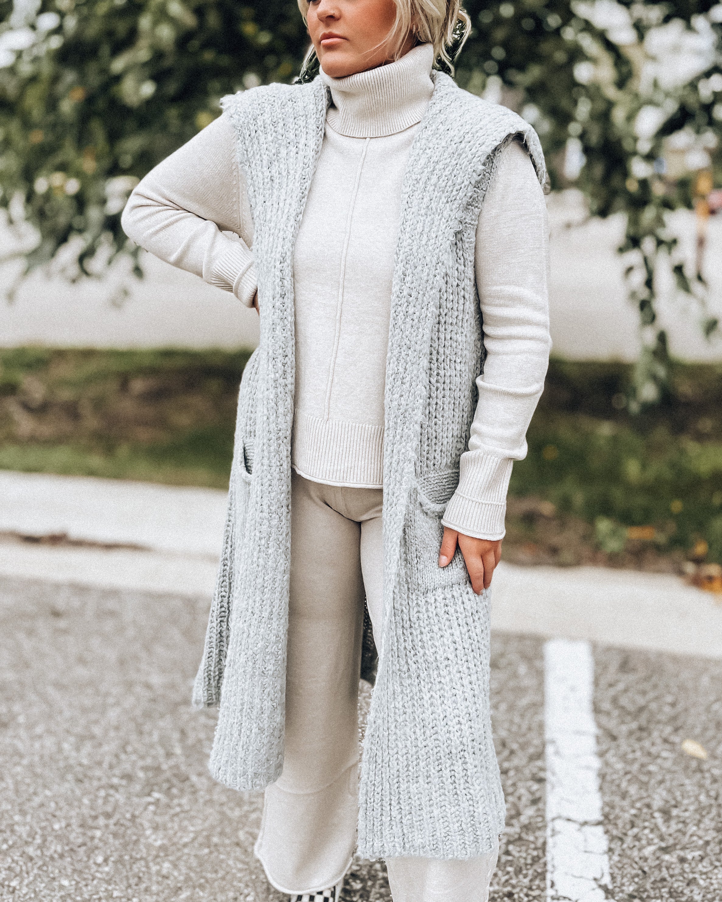 Fuzzy Feeling Long Vest [smoke]