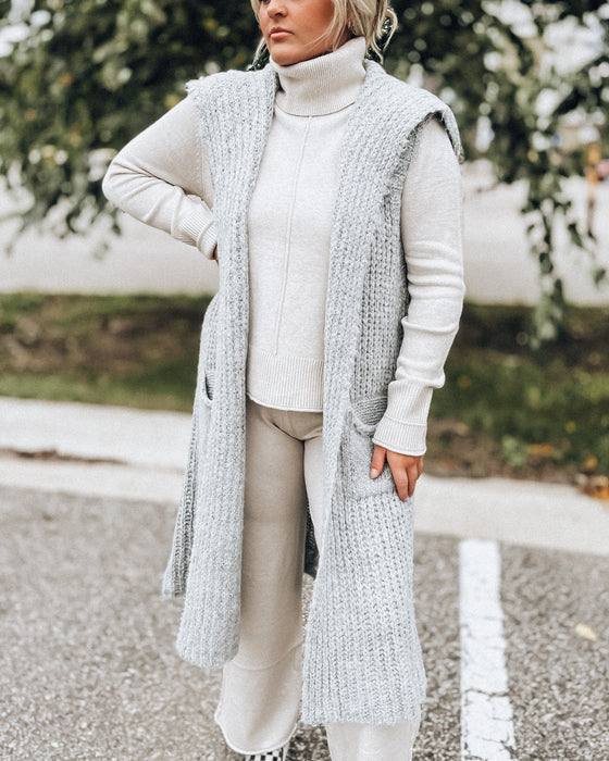 Fuzzy Feeling Long Vest [smoke]