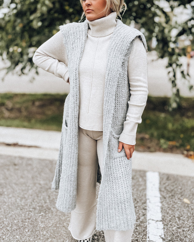 Fuzzy Feeling Long Vest [smoke]
