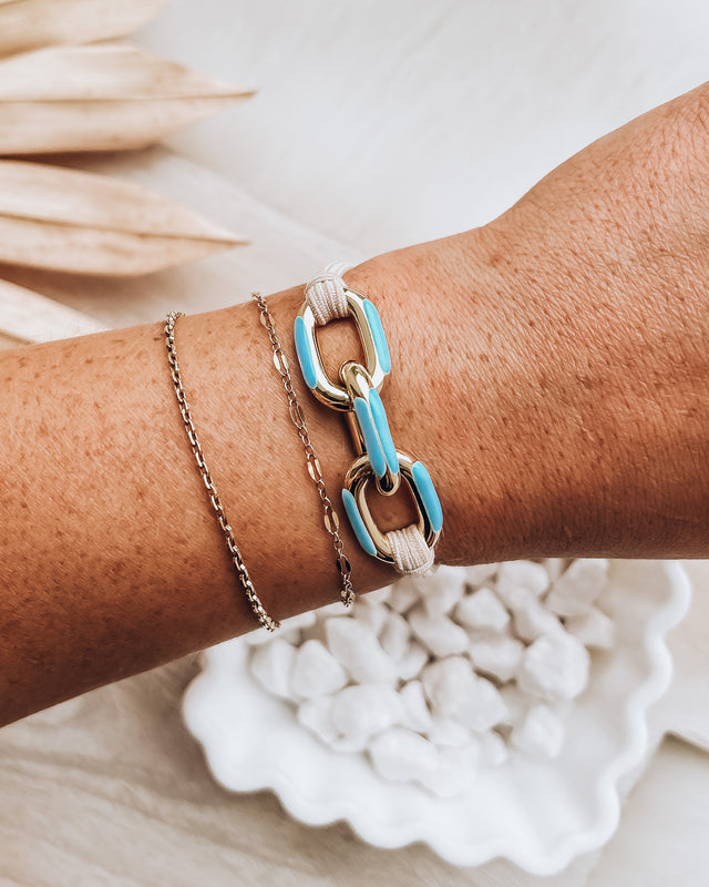 Enamel Bracelet/Hair Tie [gold/blue]