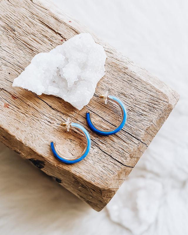 Enamel Hoop Earrings [blue]