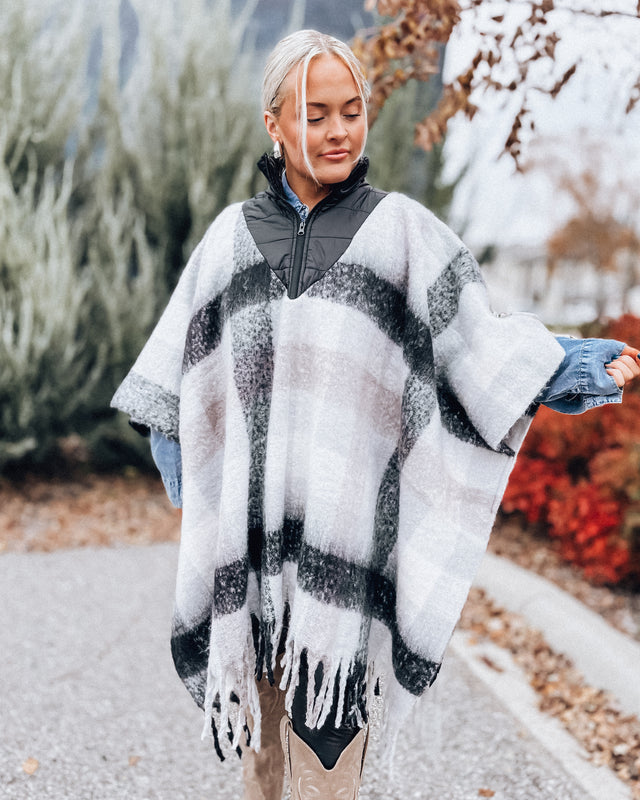 Harvest Plaid Poncho [black/grey]