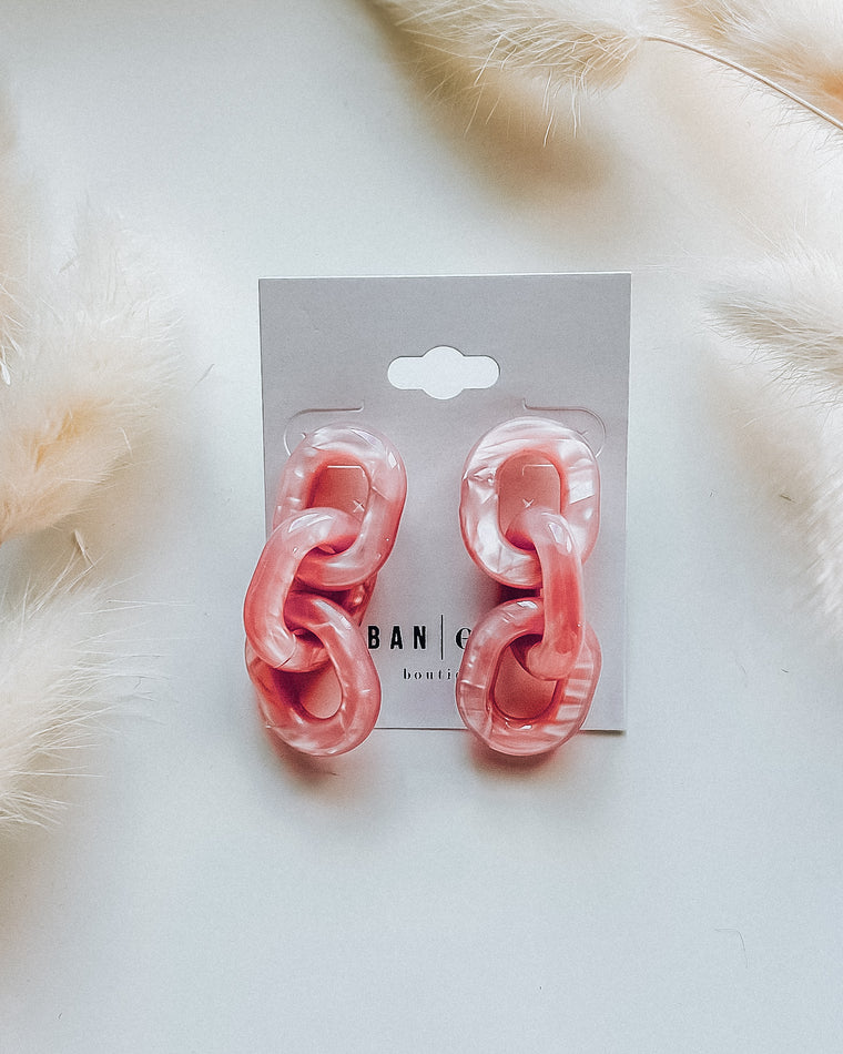 Chain Link Drop Earrings [pink]