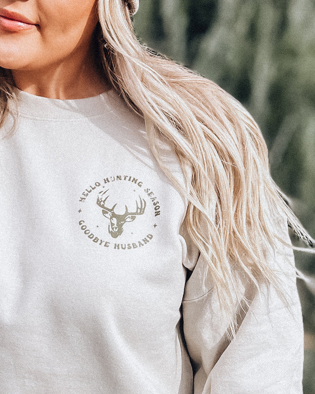 RESTOCKED: Hello Hunting Season Unisex Crewneck [sand]