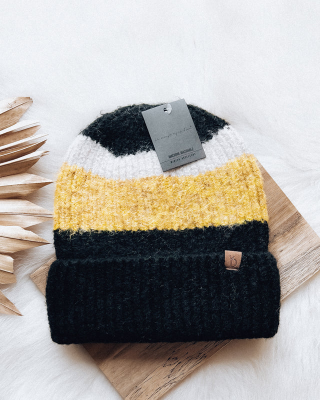 Colorblocked Beanie Hat [black/gold]