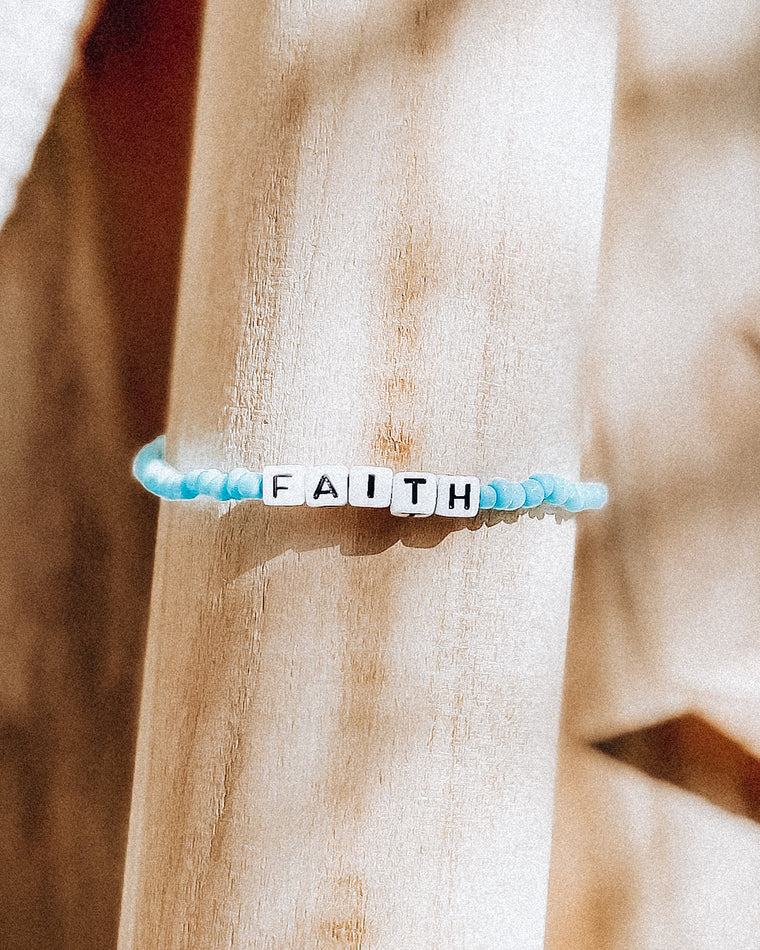 FAITH - Blue Beaded Stretch Bracelet