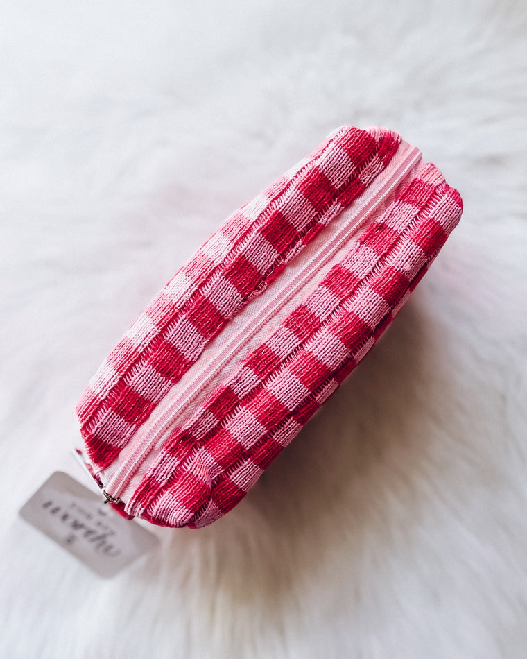 Checkered Cosmetic Pouch [pink]