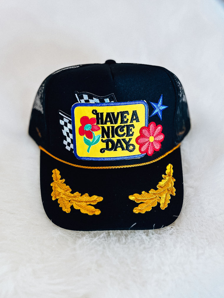"Have a Nice Day" Captains Hat [black/gold]
