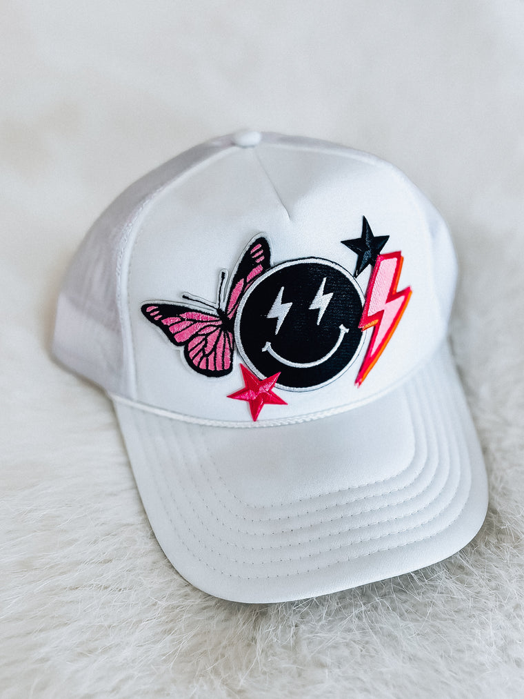 Electric Smile Trucker Hat [white/pink]