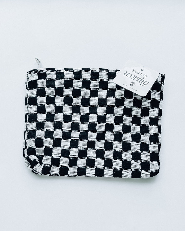 Checkered Cosmetic Bag [black]