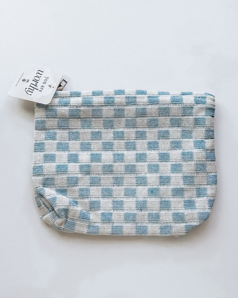 Checkered Cosmetic Bag [powder blue]