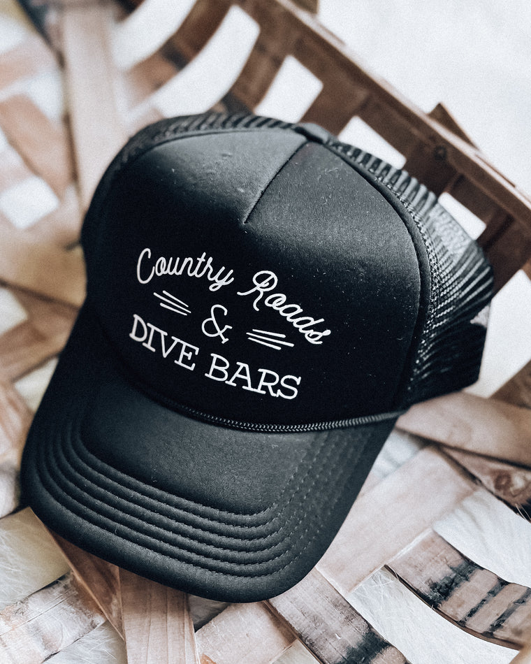 Country Roads & Dive Bars trucker hat [black]