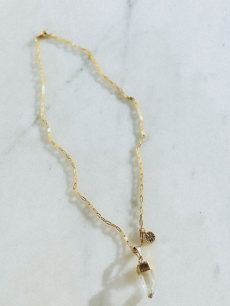 Daze Coin & Quartz Necklace