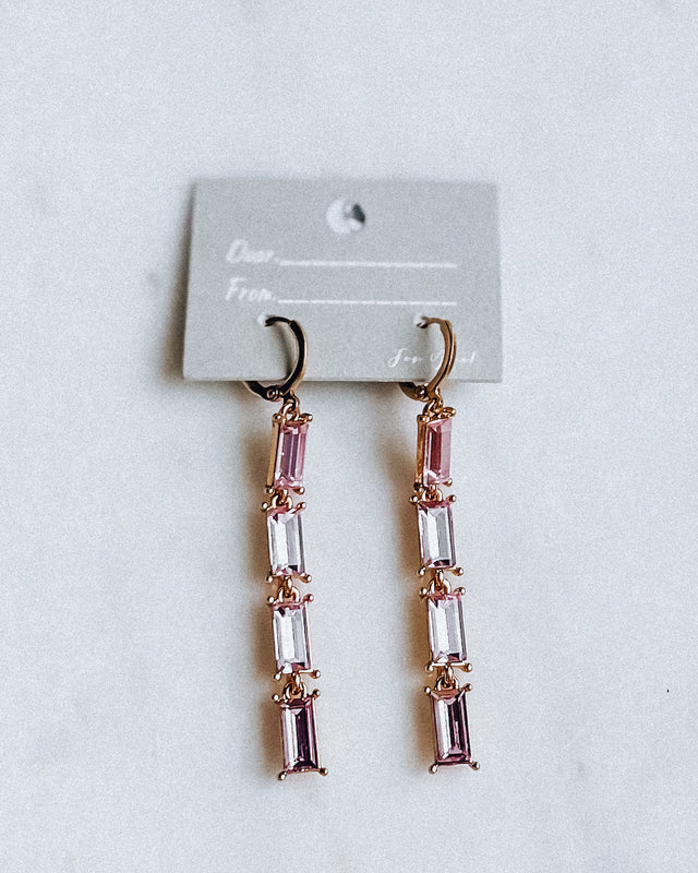 Radiant Drop Earrings [baby pink/gold]
