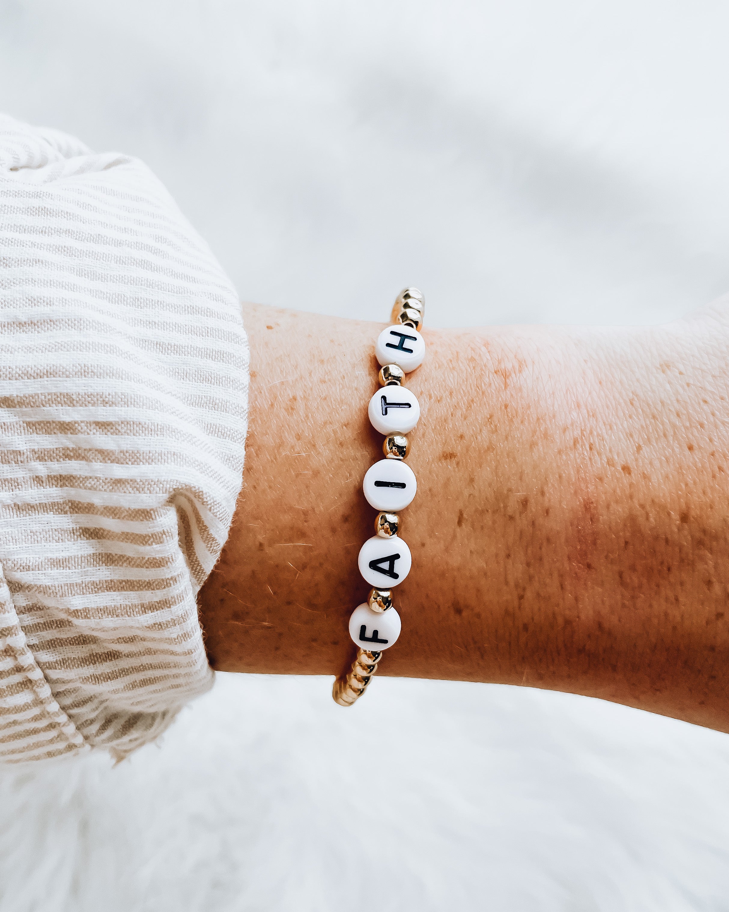 FAITH - Gold Beaded Stretch Bracelet