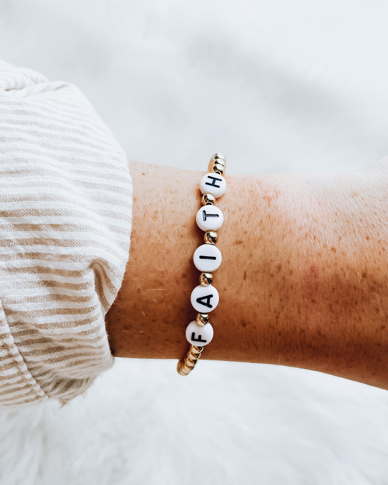 FAITH - Gold Beaded Stretch Bracelet