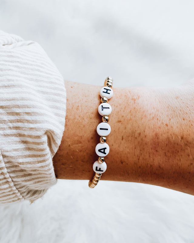 FAITH - Gold Beaded Stretch Bracelet