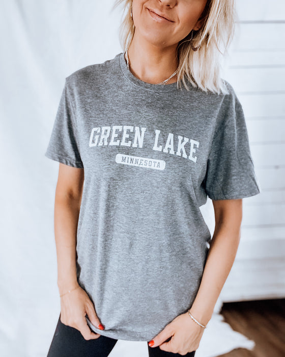 green lake minnesota athletic tee UNISEX [hthr grey/white]