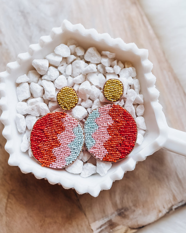 Seed Beaded Circular Earrings [multi]