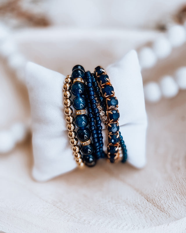 Beaded Bracelet Set [gold/navy]