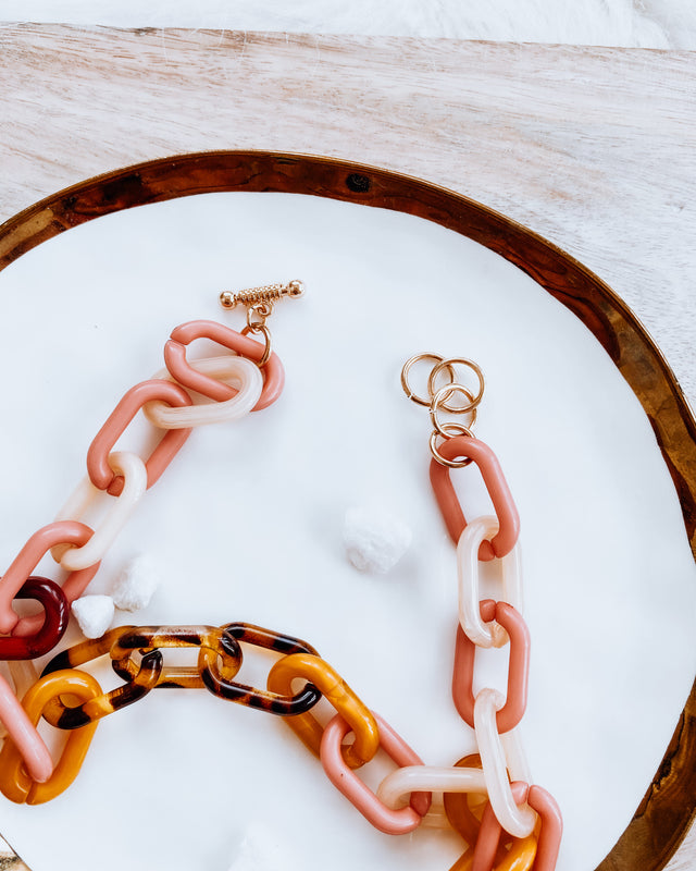 Resin Chain Link [brown / rose / mustard]