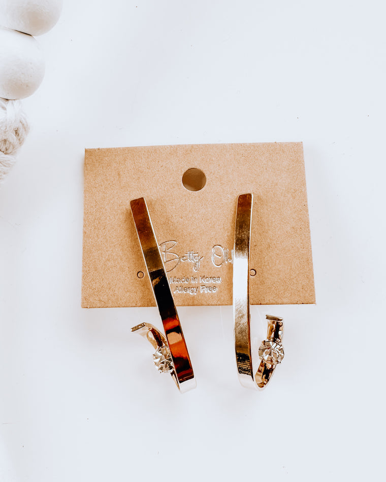 swoop & sparkle gold earrings