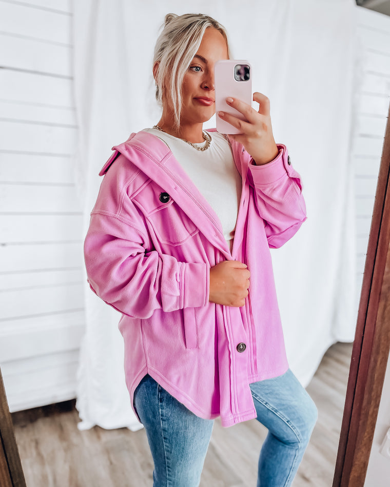 CLOUD 9 fleece shacket [bubblegum pink]