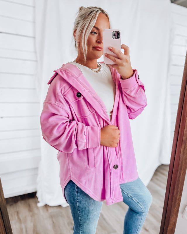 CLOUD 9 fleece shacket [bubblegum pink]