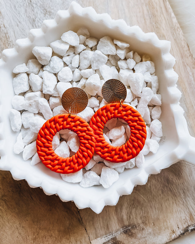 Basket Weaved Earrings [orange]