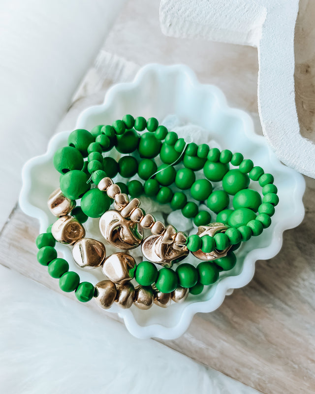 wood beaded bracelets [green]