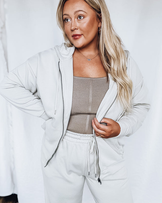Calm & Collected Zip Up Hoodie [smokey taupe]