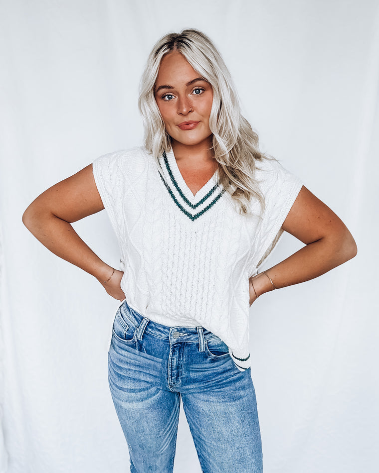 Ivy League Sweater Vest [cream/green]
