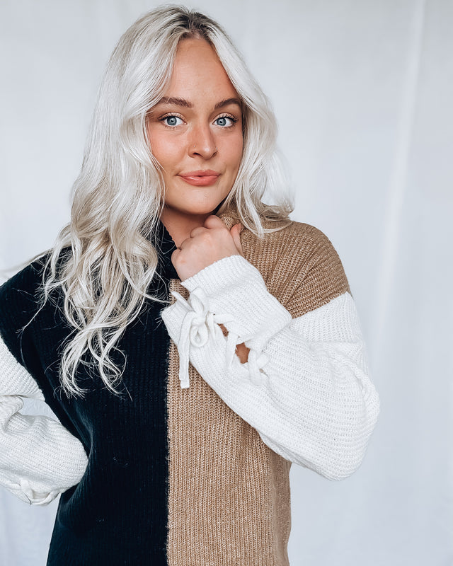 Color Block Sweater Dress [black multi]