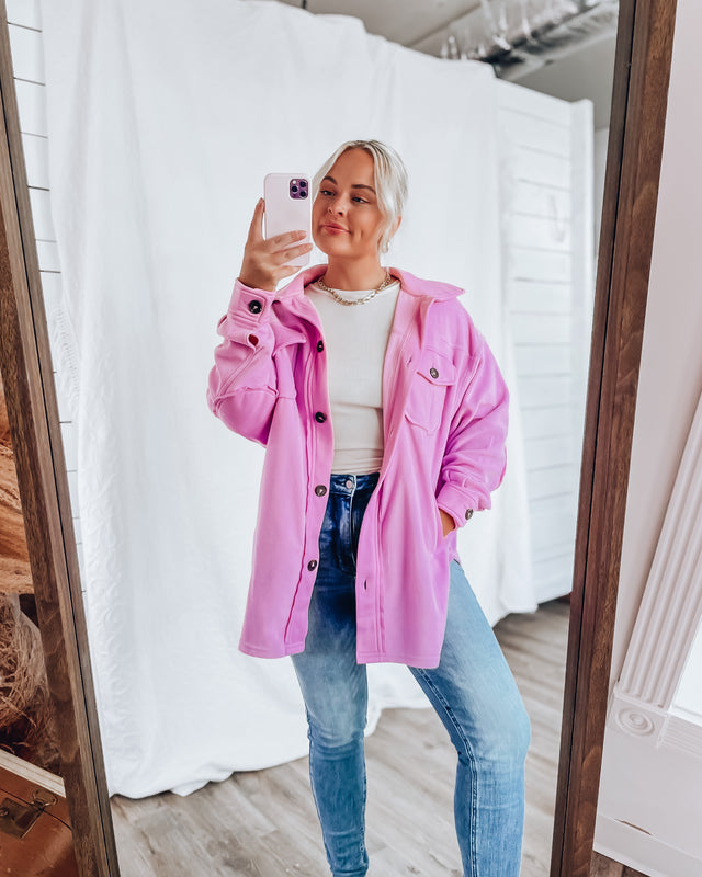 CLOUD 9 fleece shacket [bubblegum pink]